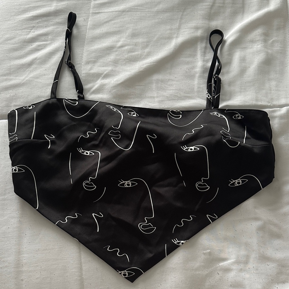Forever 21 Black and White Face Print Bandana Top